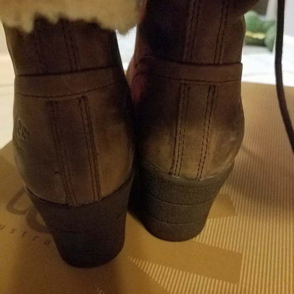 UGG Brown Lea Waterproof Fur Boots W Zea--Size 9M - Picture 8 of 8